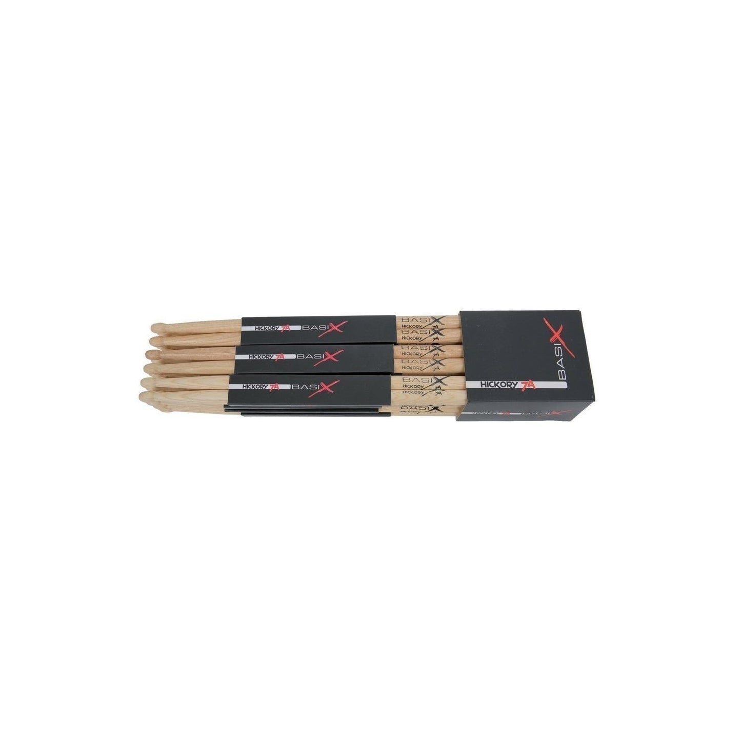 PURE GEWA | Sticks Basix Hickory 7A | Set of 2 | F822064 | For Beginners to Pro | Suitable for Acoustic and Electronic Drum Kits