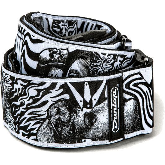 ILoveDust Skulls Jacquard Guitar Strap ILD04 Black & White Skulls by Dunlop