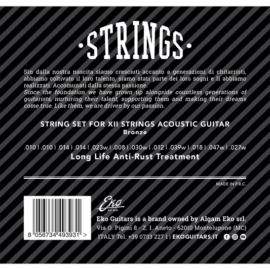 EKO Bronze 12 String Acoustic Guitar String Set | .010 - .047