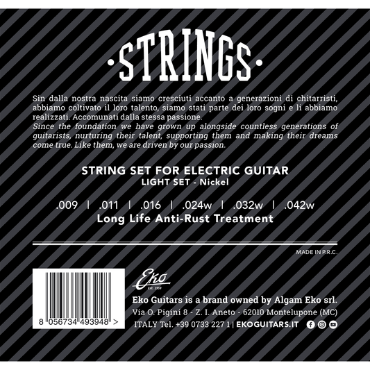 EKO Electric Guitar Strings Set | .009 - .042 | Nickel Extra Light