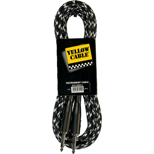 Molded Jack/Molded Jack Grey/Black 20FT/6M | Instrument Cable | By Yellow Cable