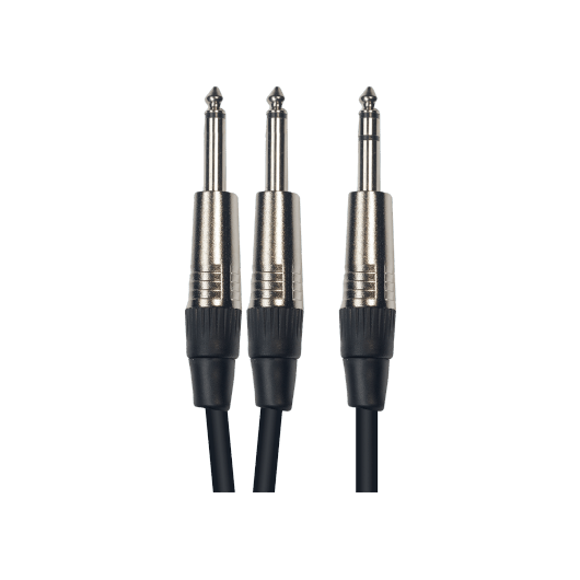 2 X 1/4" Mono Male - 1/4" Stereo Male 3M | Audio Cable | By Yellow Cable
