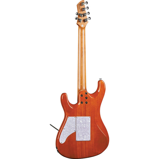 EKO Fire 401 Aurora Electric Guitar | Roasted Maple Fingerboard | Included Gigbag | Flamed Amber Burst