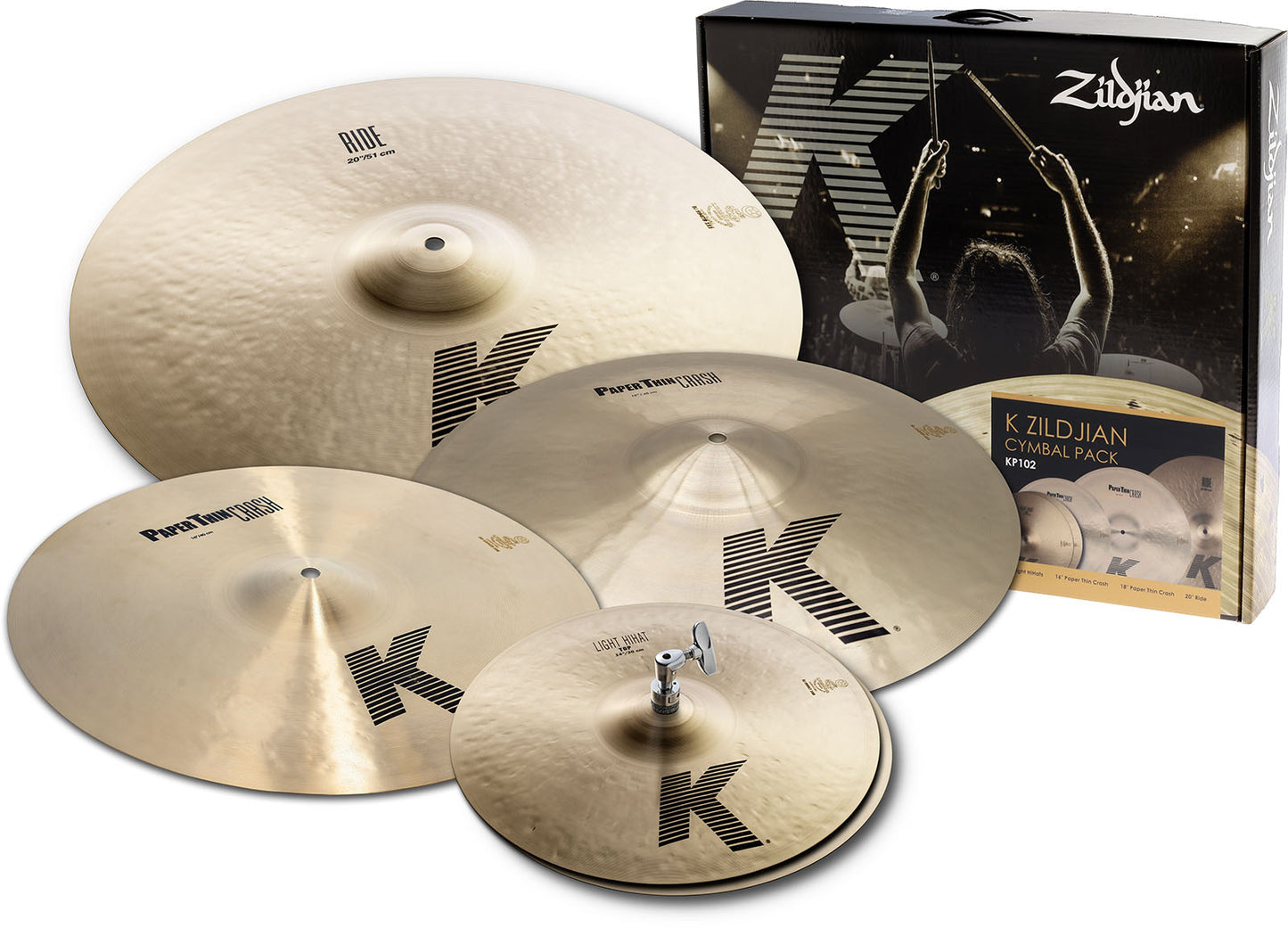 ZILDJIAN K Zildjian Cymbal Pack. Proprietary (14. 16. 18. 20) | Pack K Custom (14"-16"-18"-20") Cymbal