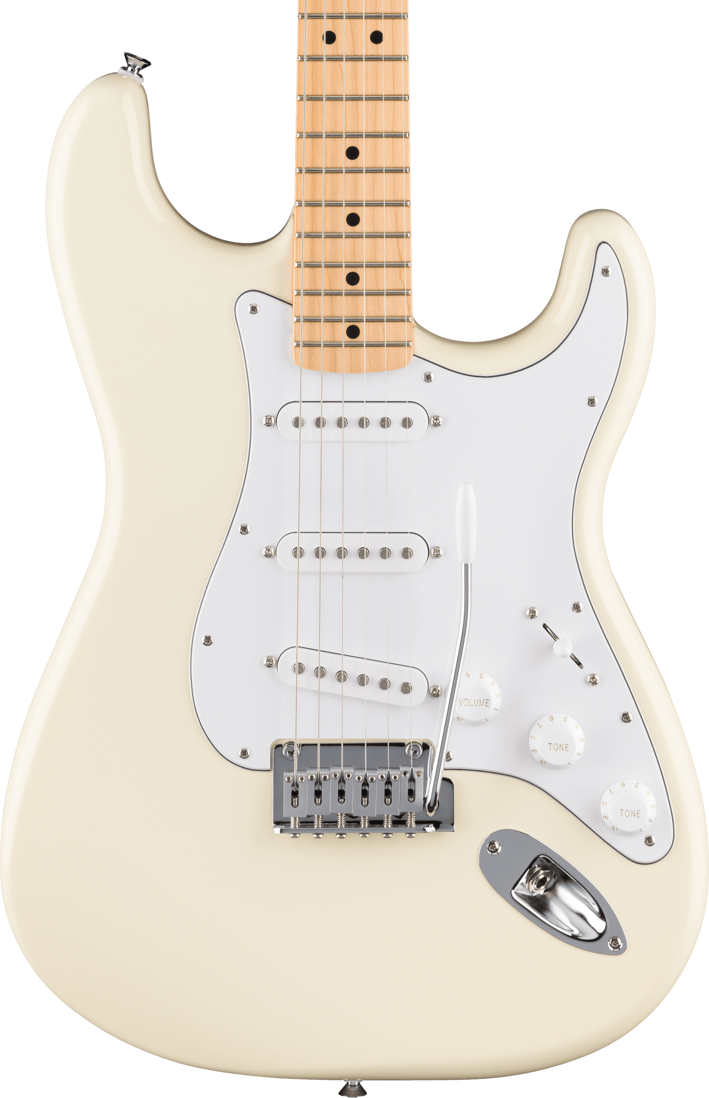 Fender Standard Stratocaster Electric Guitar | Maple Fingerboard | White Pickguard | Olympic White