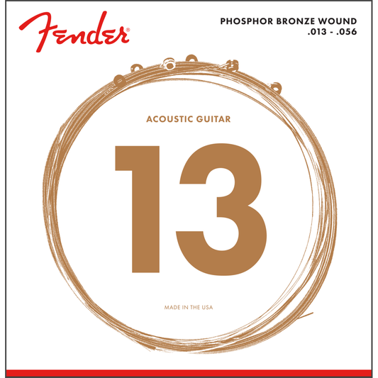 Fender 13-56 Phosphor Bronze Acoustic Guitar Strings | 60M .013 -.056 | By Fender