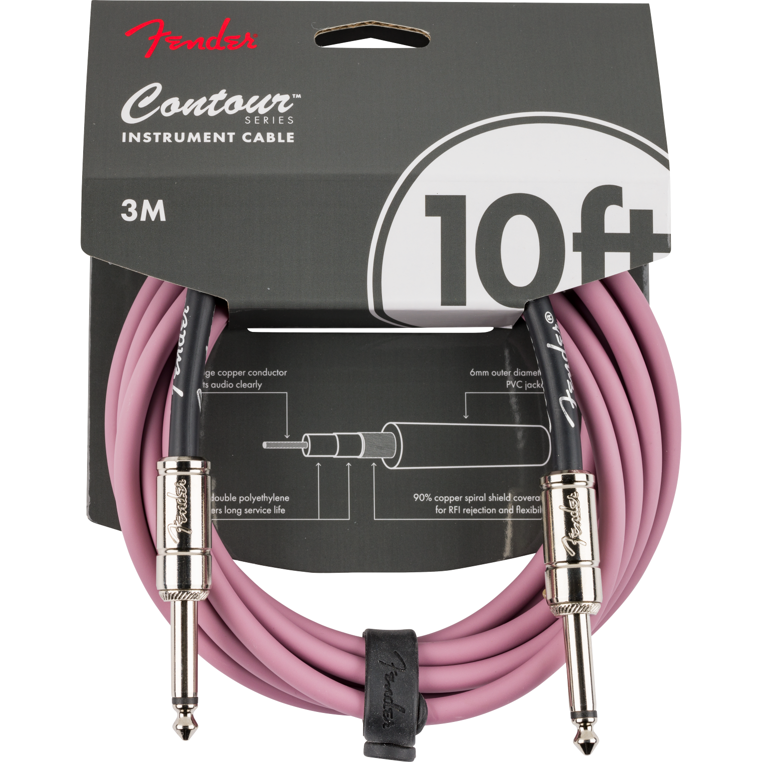 Fender Contour Series Instrument Cable 3m | Burgundy Mist