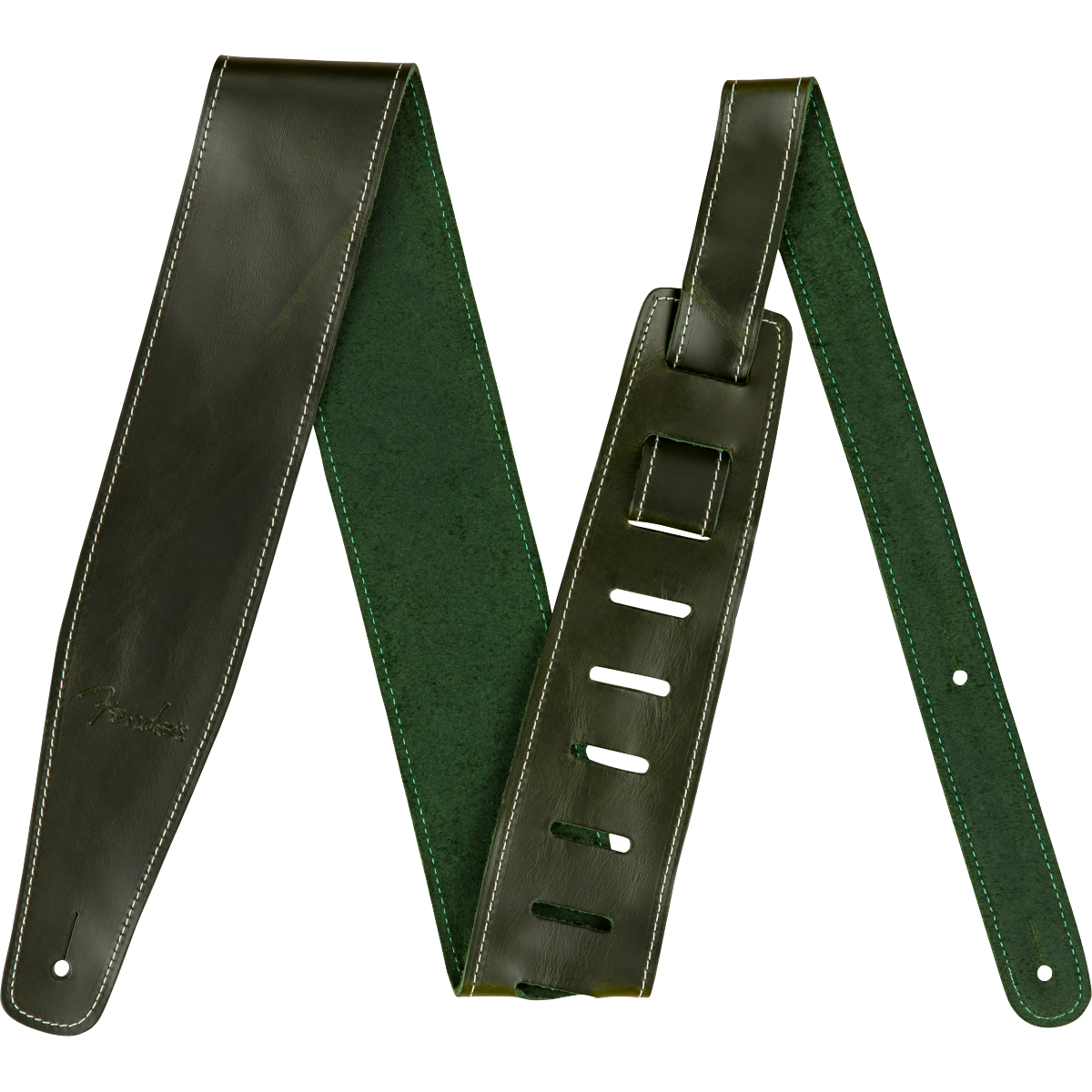Fender Broken-in Leather Strap, Adjustable Length | Green | 2.5" Wide