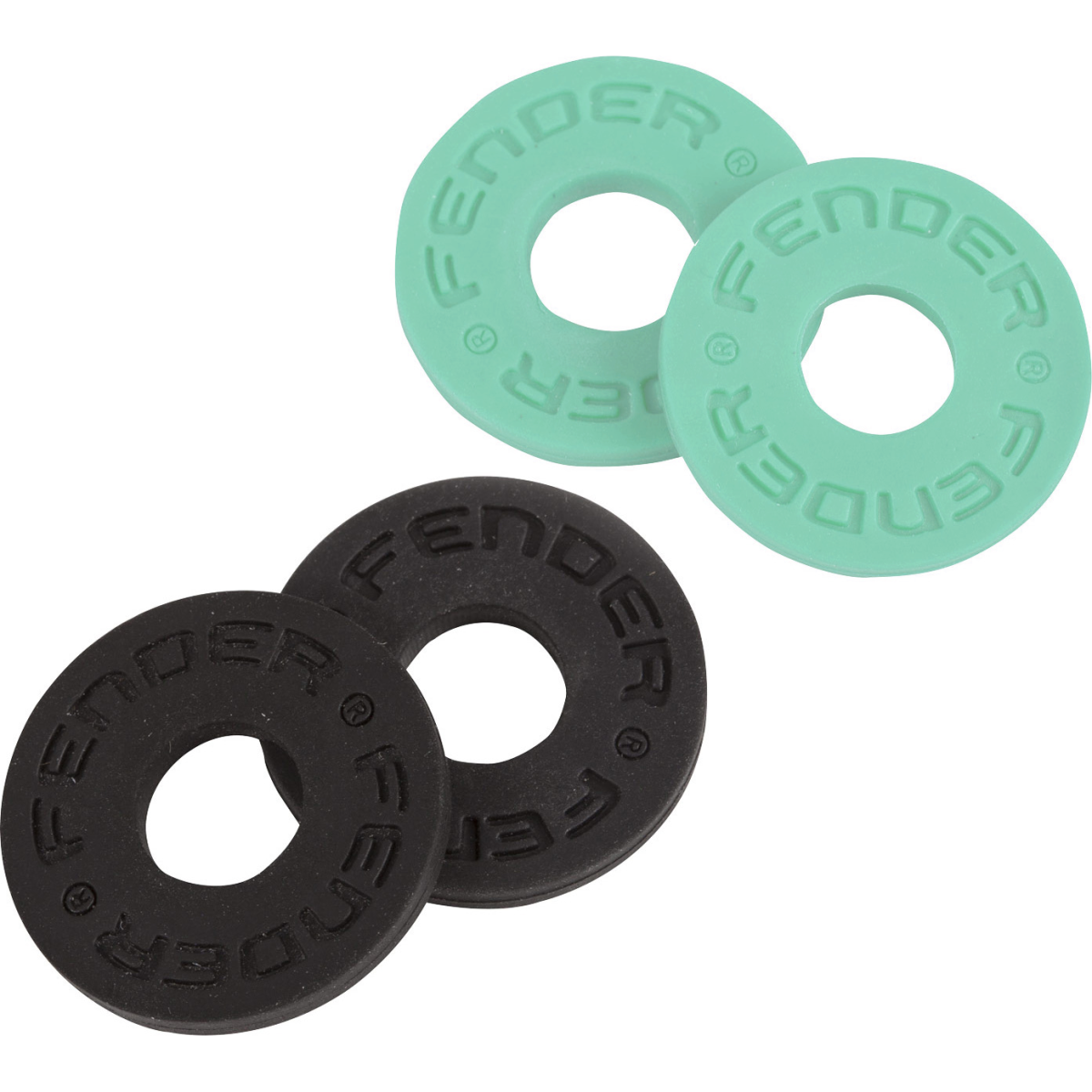 Fender Strap Blocks | Pack of 4 | 2 Black and 2 Surf Green