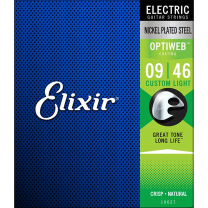 Elixir Custom Light OPTIWEB 09 - 46 Electric Guitar Strings | Light High/Heavy Low Hybrid