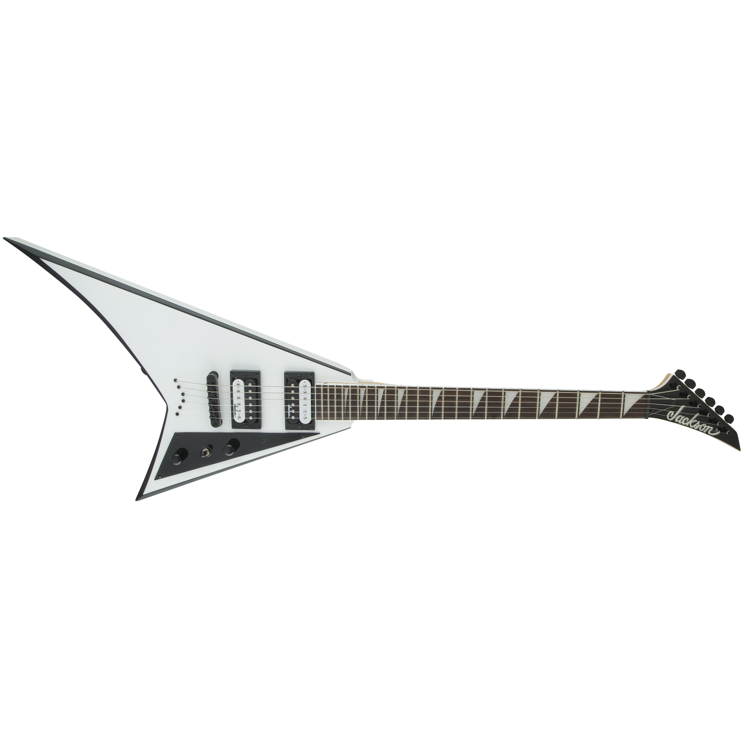 Jackson JS Series Rhoads JS32T Electric Guitar | White with Black Bevels | Jumbo Frets | High Output Pickups