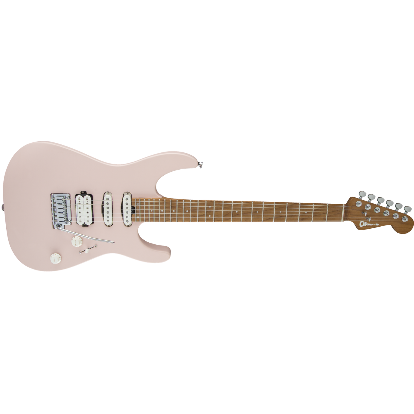 Charvel Pro-Mod DK24 HSS Electric Guitar | Shell Pink | Alder Body | Caramelized Maple Neck and Fingerboard | Gotoh Tremolo