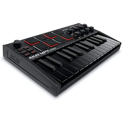 MPK Mini MK3 Black от Akai Professional | 25 клавишен USB MIDI Контролер | 8 MPC Падове с подсветка | 8 Енкодера | Включен софтуер
