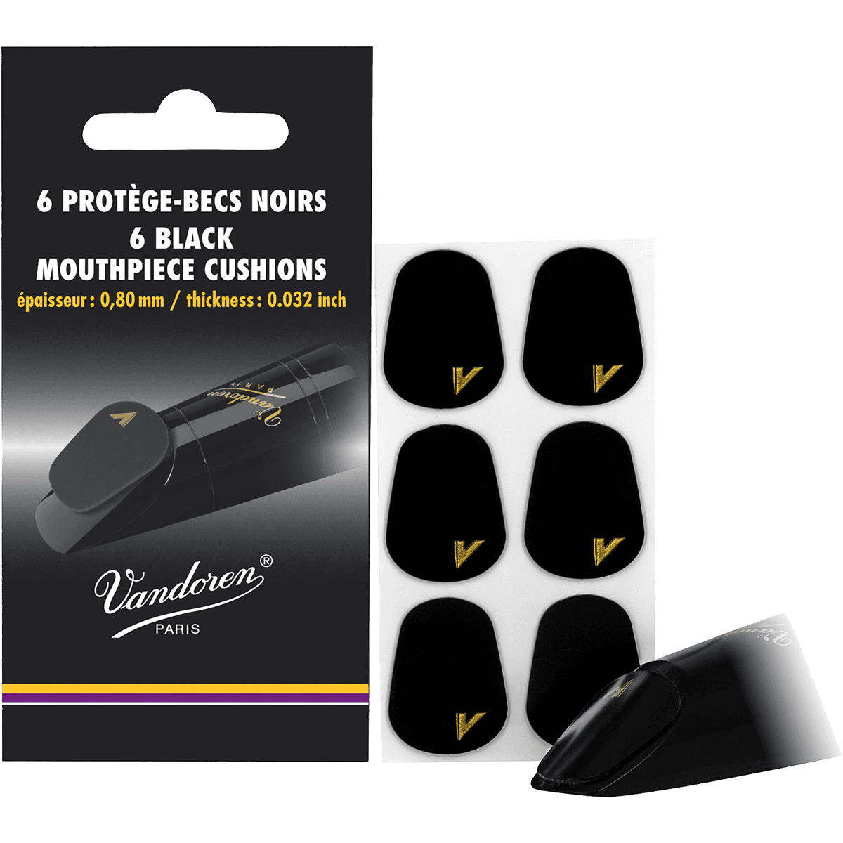 6 Black Mouthpiece Cushions by Vandoren | Suitable for Clarinet and Saxophone