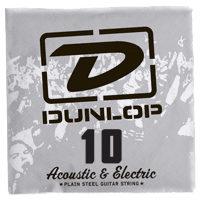 Single Plain Steel String 010  by Dunlop | For Acoustic and Electric Guitar