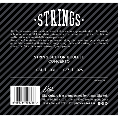 Eko | Strings Set for Concerto Ukulele | Medium | 4 Strings | CEK UKCONCERTOM