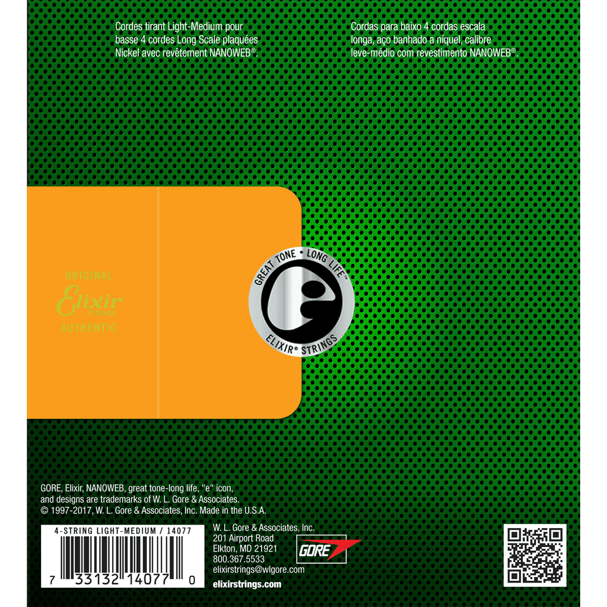 Elixir 45-105 Electric Bass Guitar String Set | Nickel Plated Steel | Nanoweb Coating