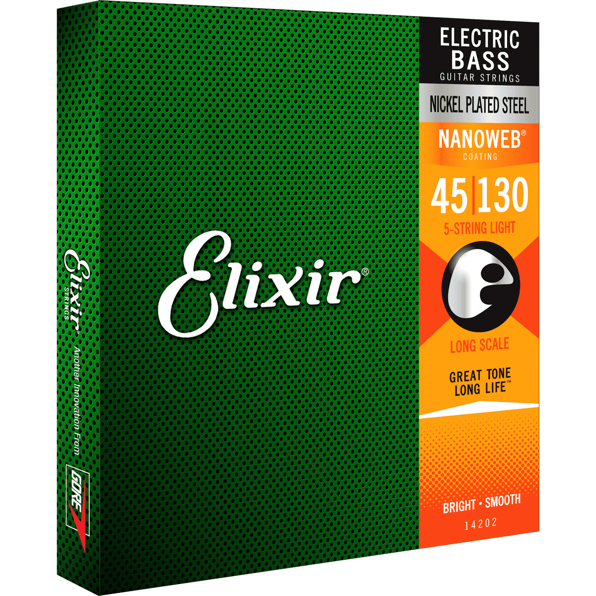 Elixir 45-130 5 String Electric Bass Guitar String Set | Nickel Plated Steel | Nanoweb Coating