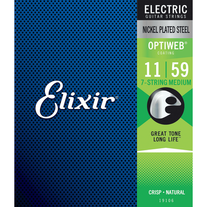 Optiweb 11 - 59 Electric Guitar Strings | For 7-String Guitars | By Elixir