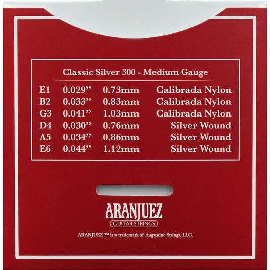 ARANJUEZ Classic Silver Set 300 Medium Tension Nylon / Silver Wound Strings Classical Guitar Strings | CRZ AR300