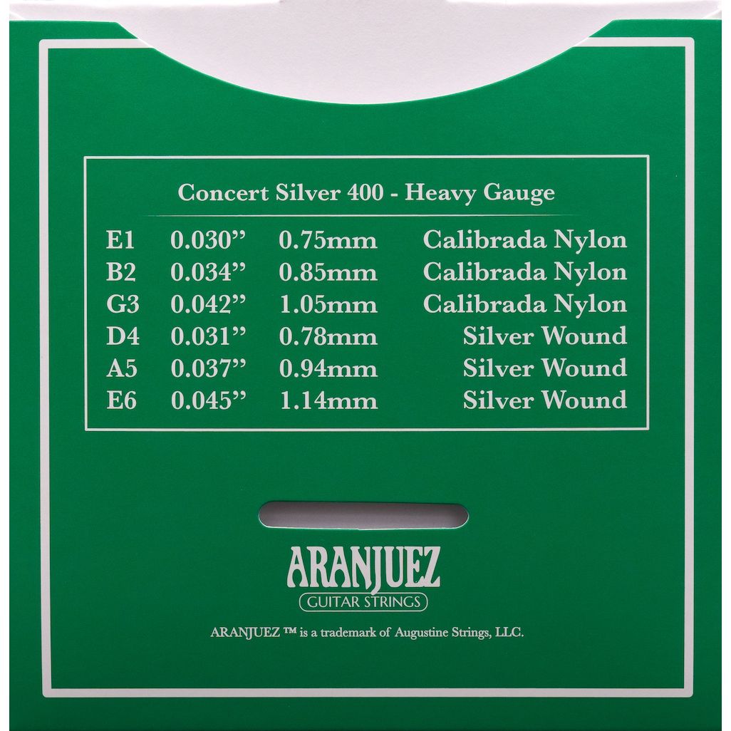 ARANJUEZ Concert Silver Set 400 Hard Tension Nylon / Silver Wound Strings Classical Guitar Strings | CRZ AR400