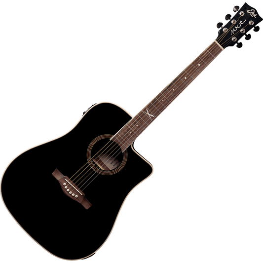 NXT-D100CWE-STBK Electro-Acoustic Guitar by EKO | Dreadnought Cutaway | Black | GEA NXT-D100CWE-STBK