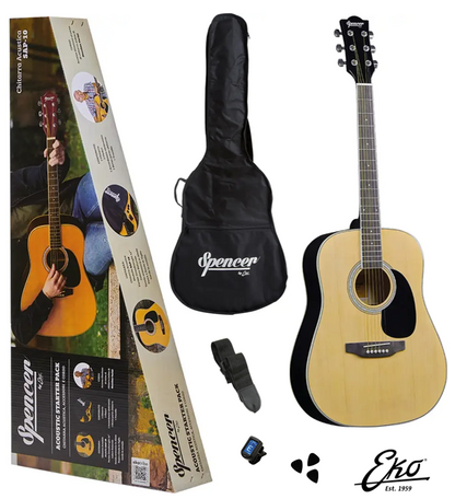 Spencer SAP10 Acoustic Guitar Pack | Including Gig Bag, Guitar Strap, Tuner and Picks
