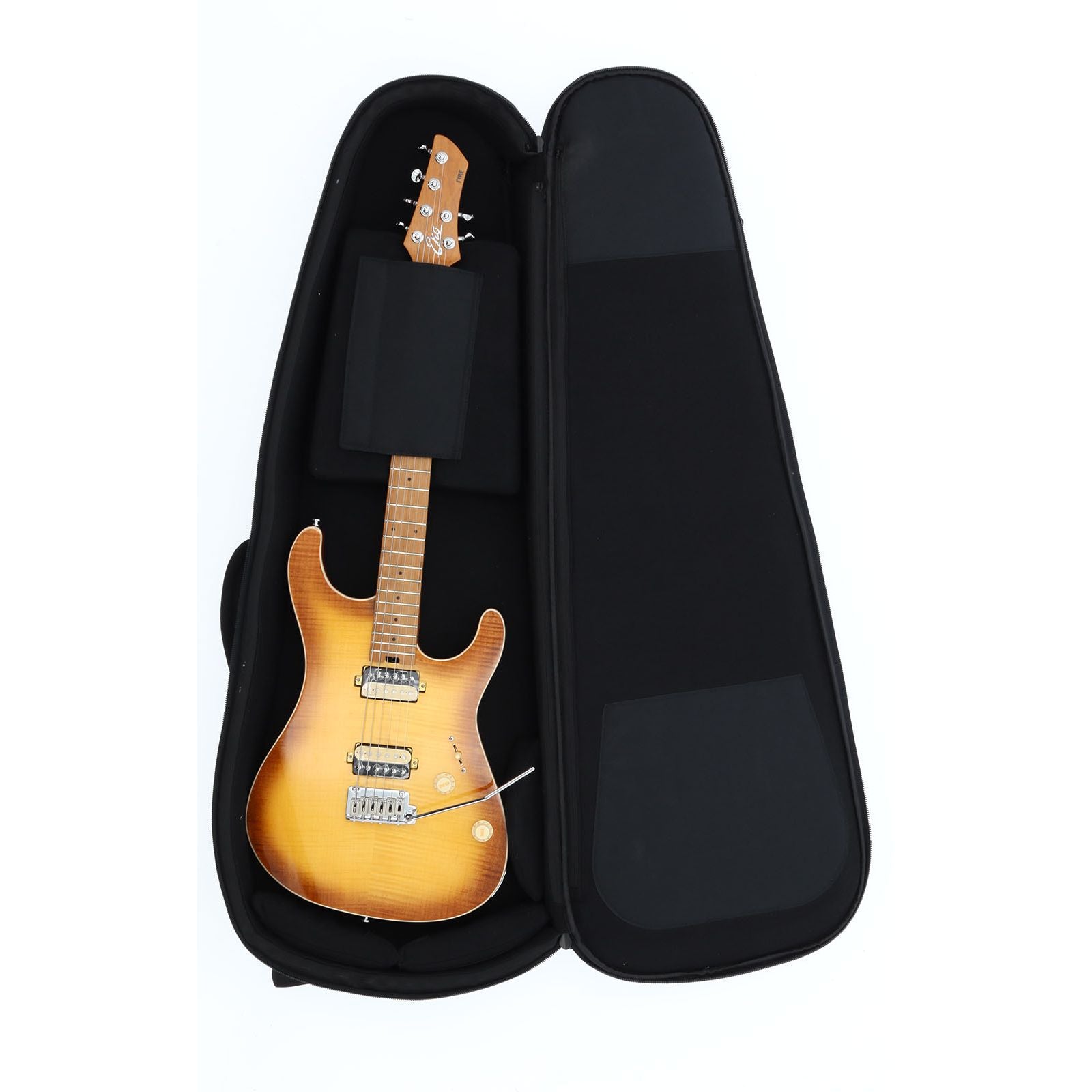 EKO Fire 401 Aurora Electric Guitar | Roasted Maple Fingerboard | Included Gigbag | Flamed Amber Burst