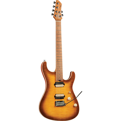 EKO Fire 401 Aurora Electric Guitar | Roasted Maple Fingerboard | Included Gigbag | Flamed Amber Burst