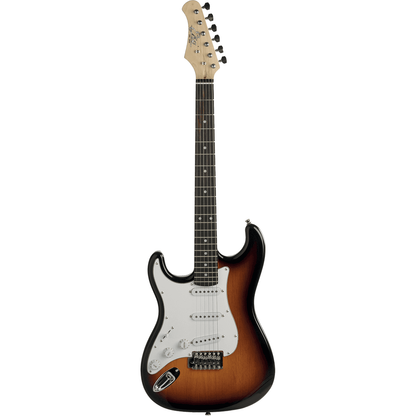 EKO S300-SB Left Handed Electric Guitar | Brown Sunburst | ST- type with Tremolo Bridge