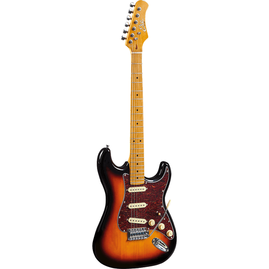 EKO S300V-MAPLE-SB Vintage Sunburst Stratocaster Type Electric Guitar | Lacquered Maple Neck
