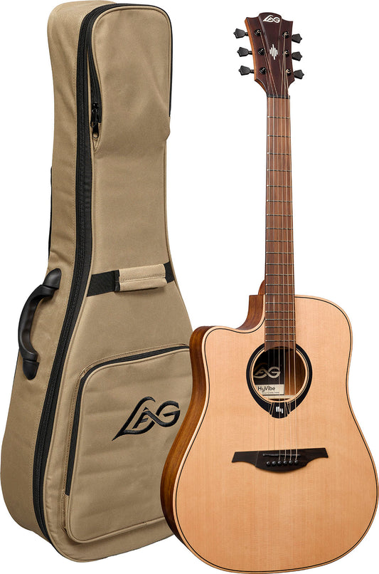 LÂG HyVibe | 10 Dreadnought cutaway електроакустична Lefty Електроакустична китара