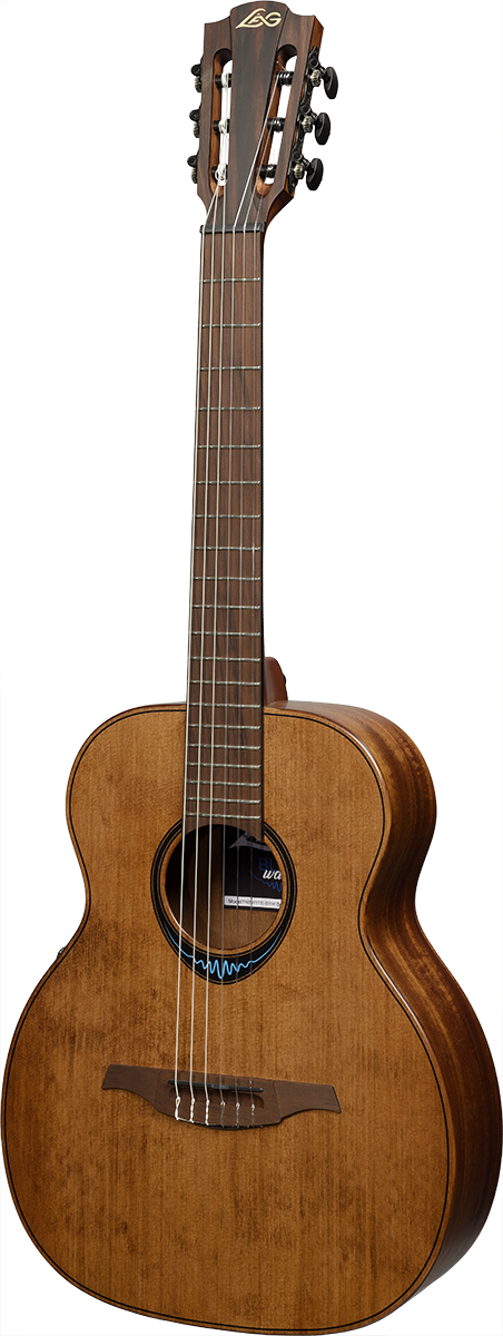 LÂG BlueWave | 1 najlonske žice Travel elektroakustična smeđa klasična gitara