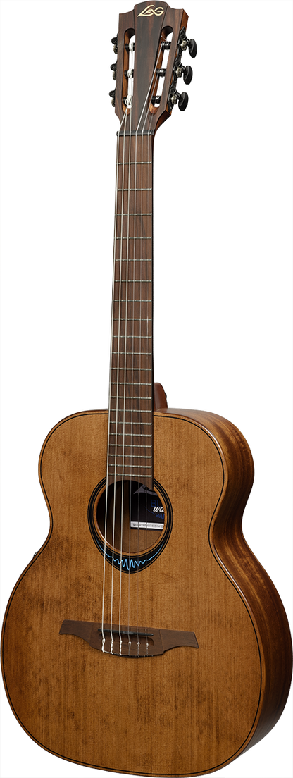 LÂG BlueWave | 1 najlonske žice Travel elektroakustična smeđa klasična gitara