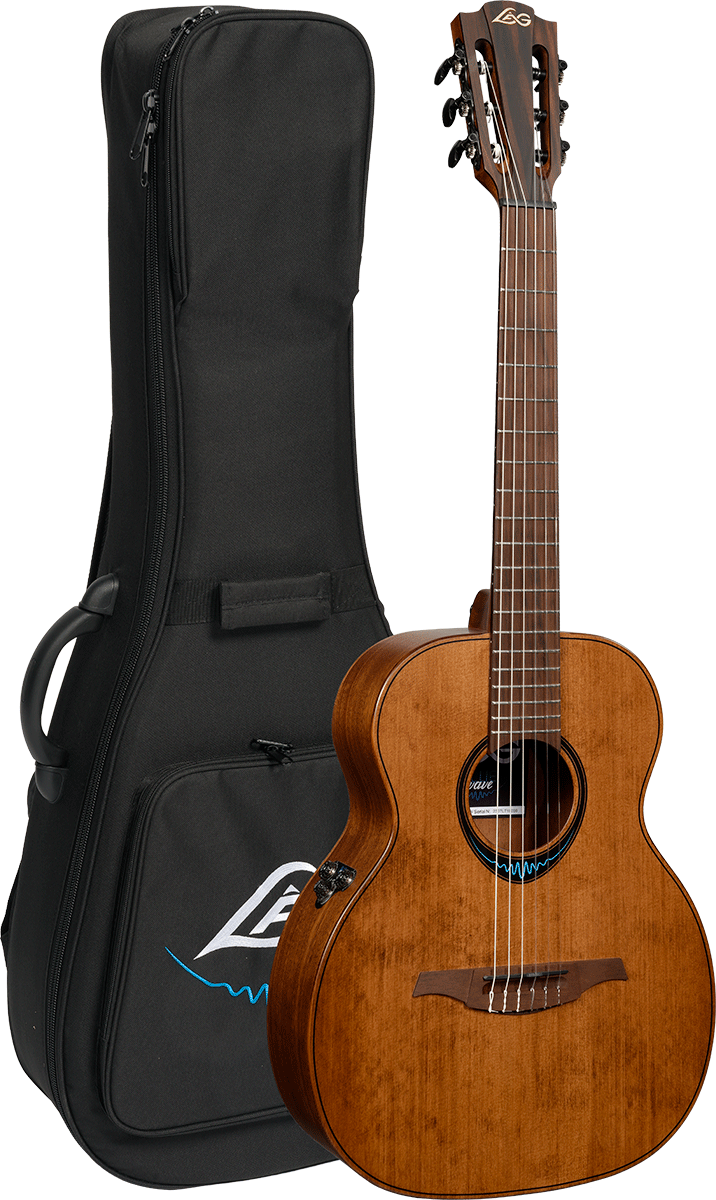 LÂG BlueWave | 1 najlonske žice Travel elektroakustična smeđa klasična gitara