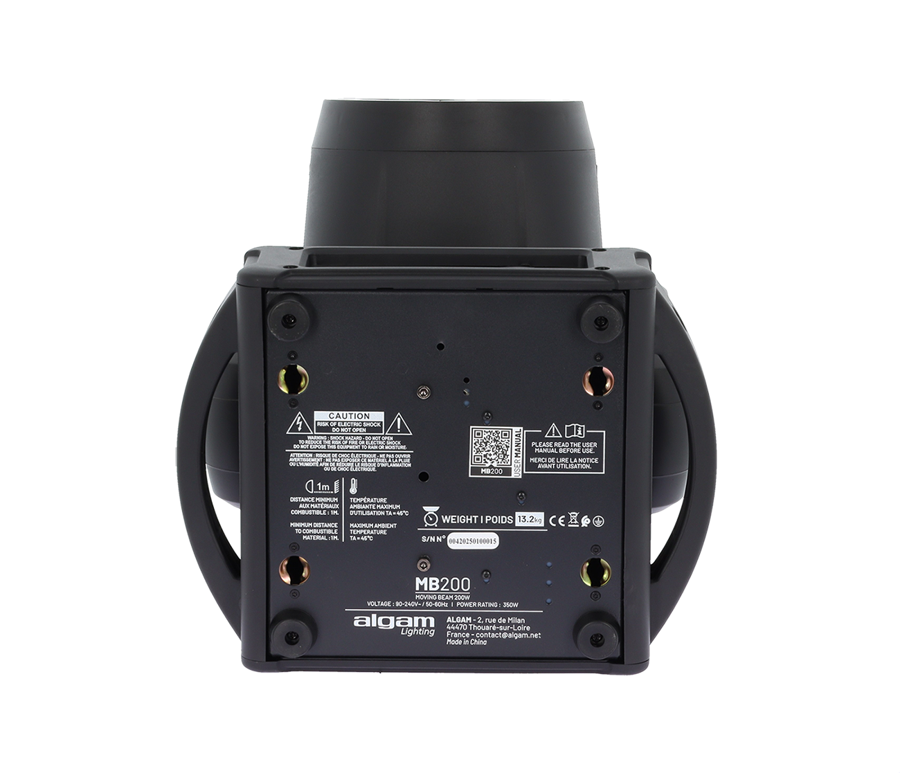 ALGAM LIGHTING MB200 | 200W LED Beam moving cap. RGB LED Ring Iluminat scenic