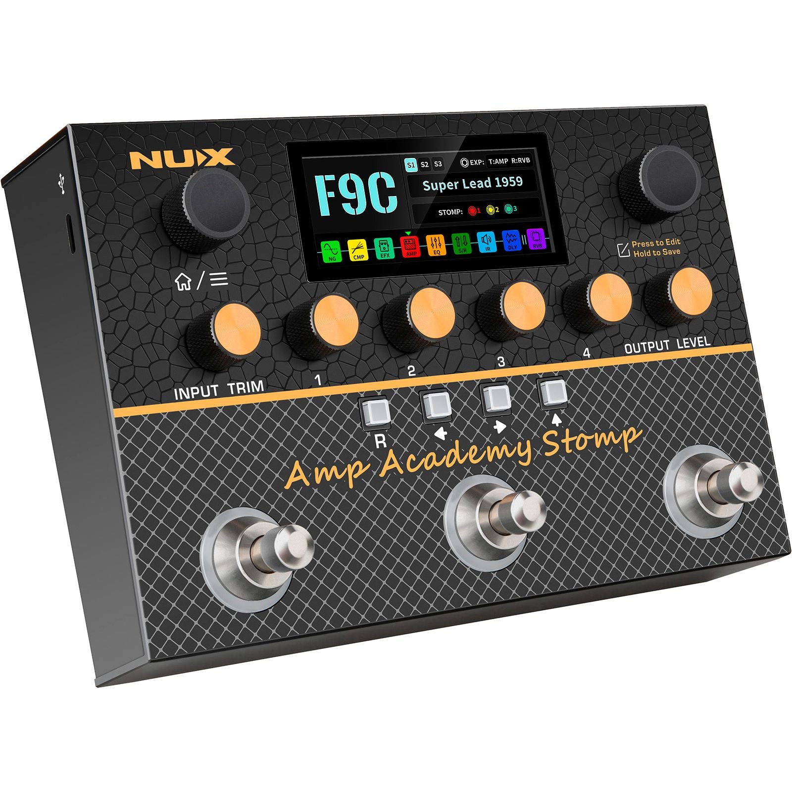 NUX Amp Academy Stomp Modeling Guitar Processor | Stereo Amp Modeler