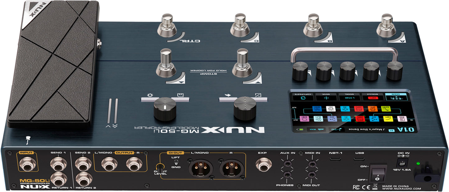NUX MG-50LI Modeler and Multi-FX Processor for Guitar | Gig Bag Included | Dark Blue