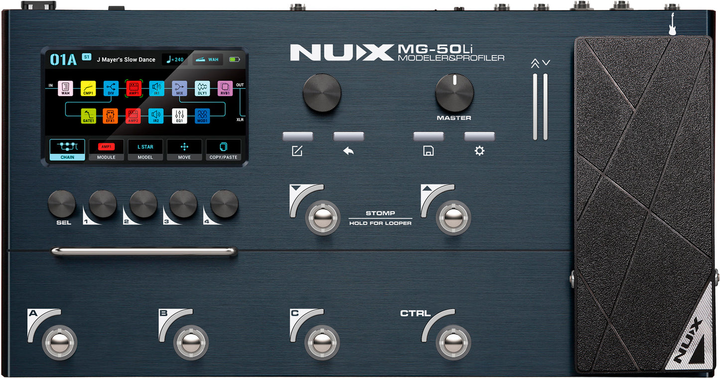 NUX MG-50LI Modeler and Multi-FX Processor for Guitar | Gig Bag Included | Dark Blue