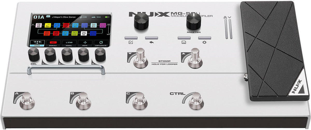 NUX MG-50LI Modeler and Multi-FX Processor for Guitar | Gig Bag Included | White