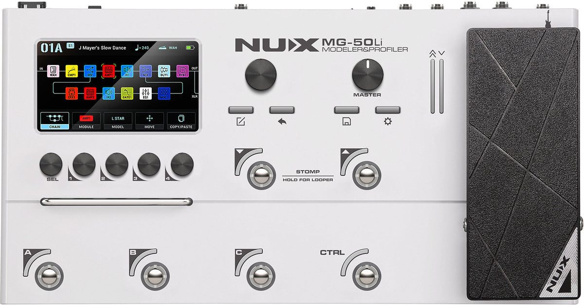 NUX MG-50LI Modeler and Multi-FX Processor for Guitar | Gig Bag Included | White