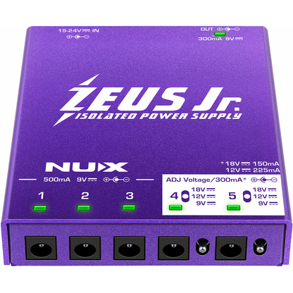 NUX Zeus Junior Power Supply for Electric Guitar and Bass Pedals | 6 Isolated DC Outputs