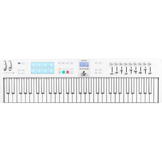 Arturia Essential 61 mk3 MIDI Keyboard Controller | with DAW Functionality and Software Bundle | Alpine White | Limited Edition All-White Design