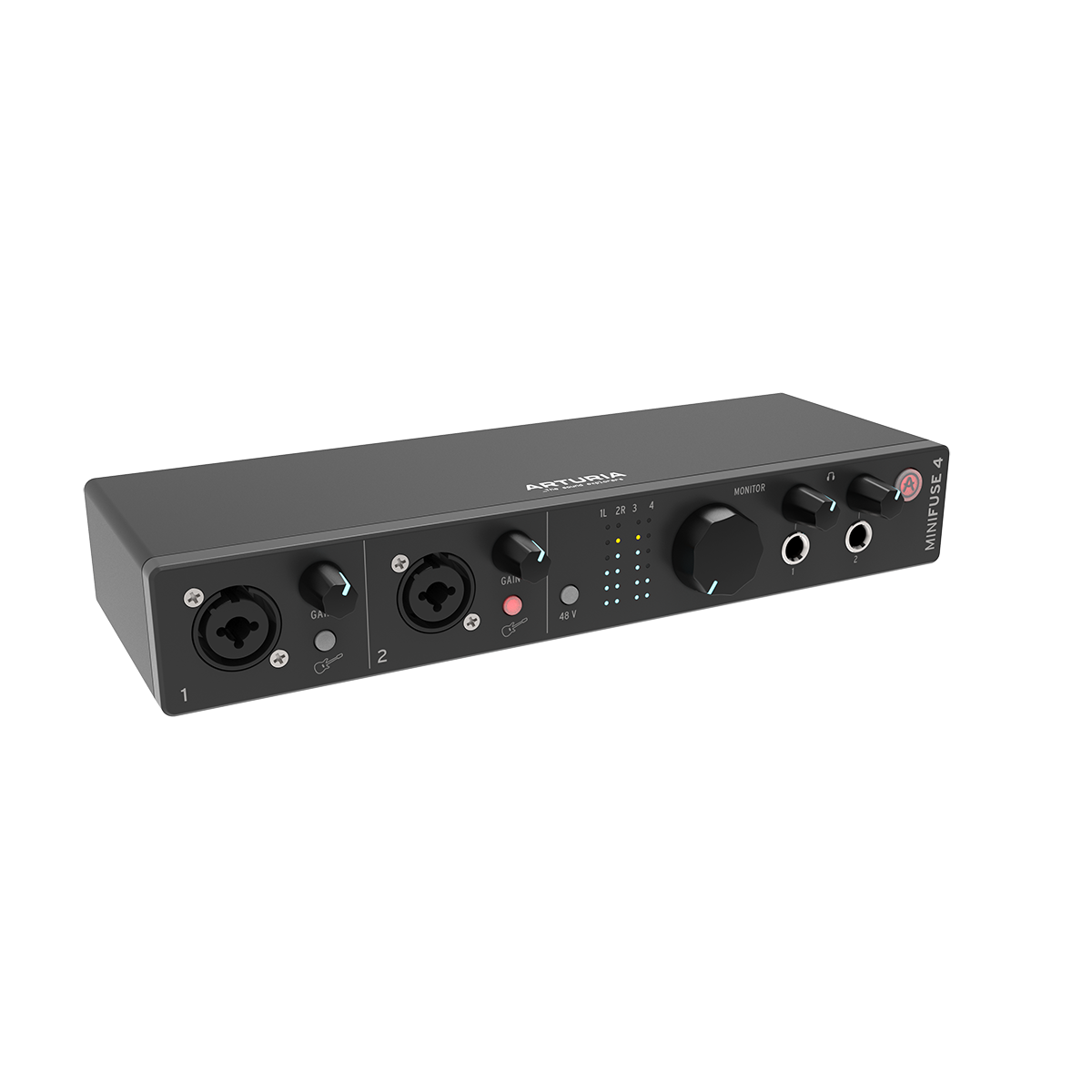 Arturia MinFuse 4 | Black | 4-in/4-out USB-C Audio Interface (USB 2.0 Compatible) |2 Mic/Line/Instrument Preamps | 2 Line Inputs | 5-pin MIDI DIN I/O | Included Software Suite - Mac/PC