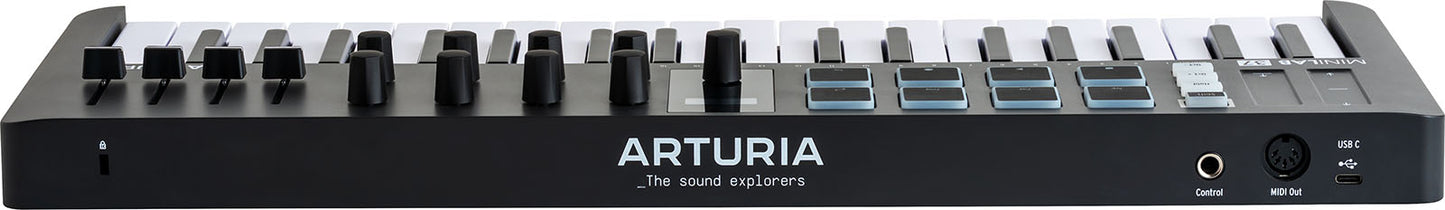 Arturia MiniLab 3 Black | Ελεγκτής MIDI USB-C με Πληκτρολόγιο 37 Πλήκτρων και 8 Encoders | 8 Pads RGB Ευαίσθητα σε Ταχύτητα/Πίεση | 4 Sliders | Περιλαμβάνεται Λογισμικό