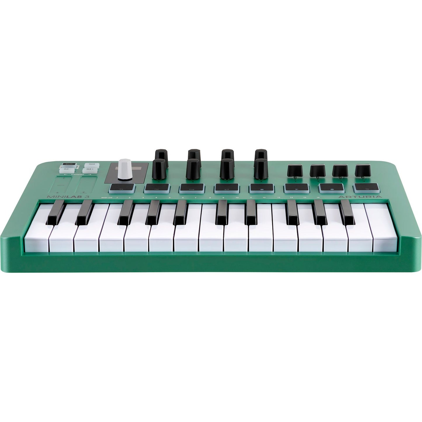 Arturia MiniLab 3 Green | 25-note USB-C MIDI Keyboard Controller with 8 Encoders | 8 Velocity/Pressure Sensitive RGB-backlit Pads | 4 Sliders | Software Included
