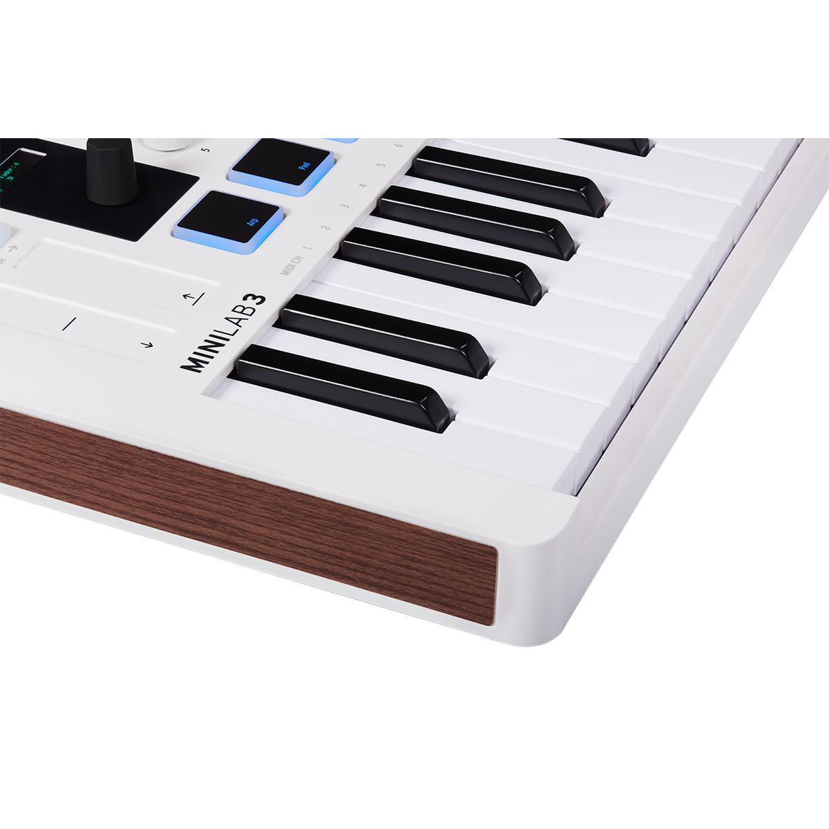 Arturia MiniLab 3 | 25-note USB-C MIDI Keyboard Controller with 8 Encoders | 8 Velocity/Pressure Sensitive RGB-backlit Pads | 4 Sliders | Software Included