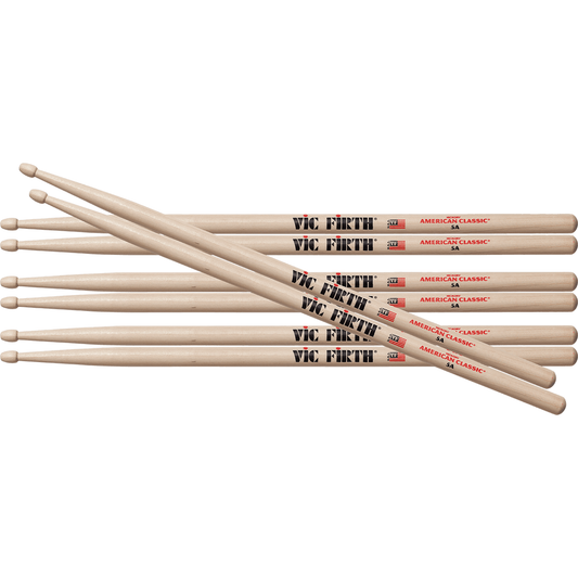 Vic Firth American Classic 5A Drumsticks | Hickory | Set of 4 Pairs