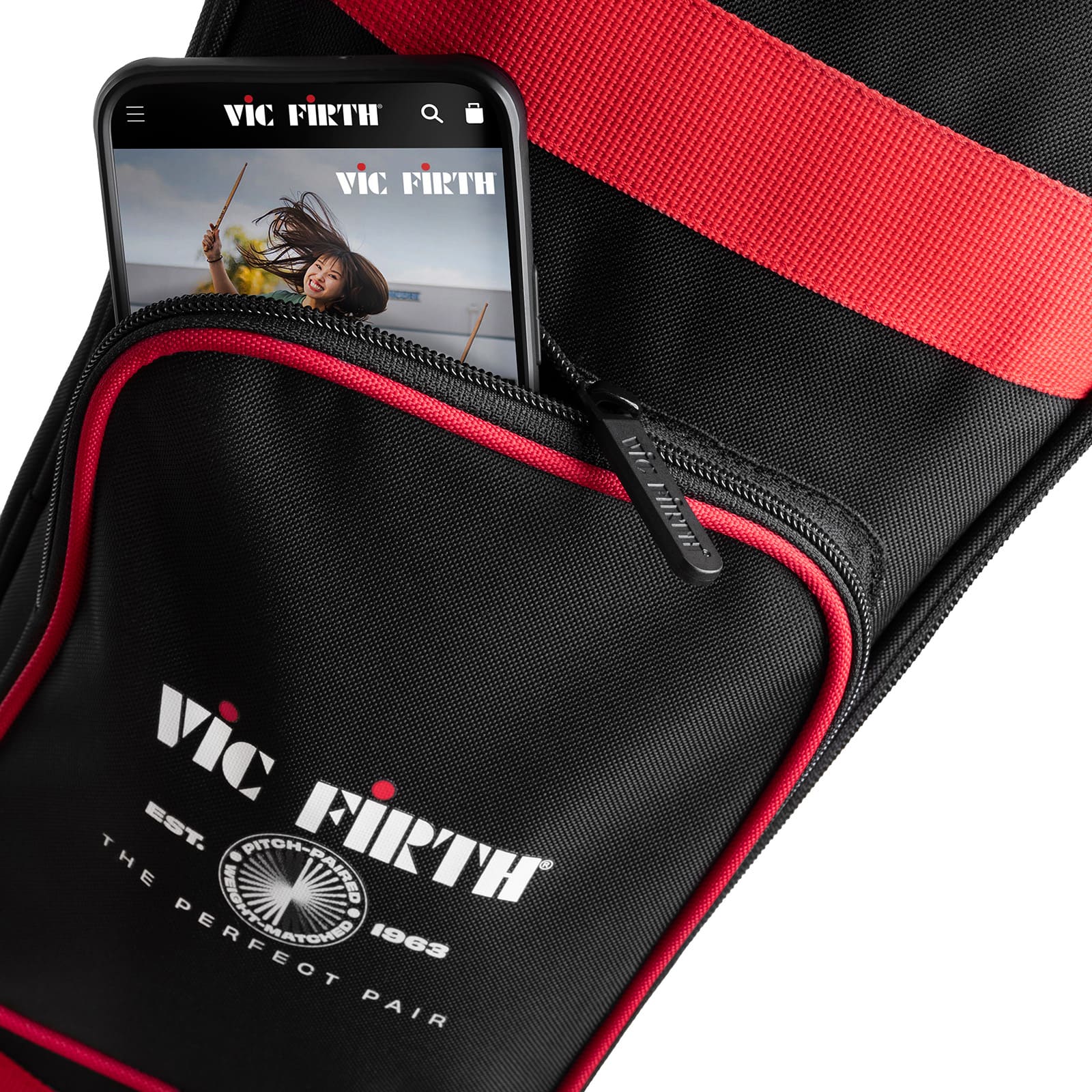 Vic Firth VXSB0042 Drumstick Bag | Black and Red