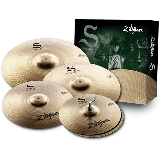 Zildjian S-Series S390 Cymbal Pack | 14” Mastersound Hi-Hat, 16” Medium Thin Crash, 18” Medium Thin Crash, 20” Medium Ride